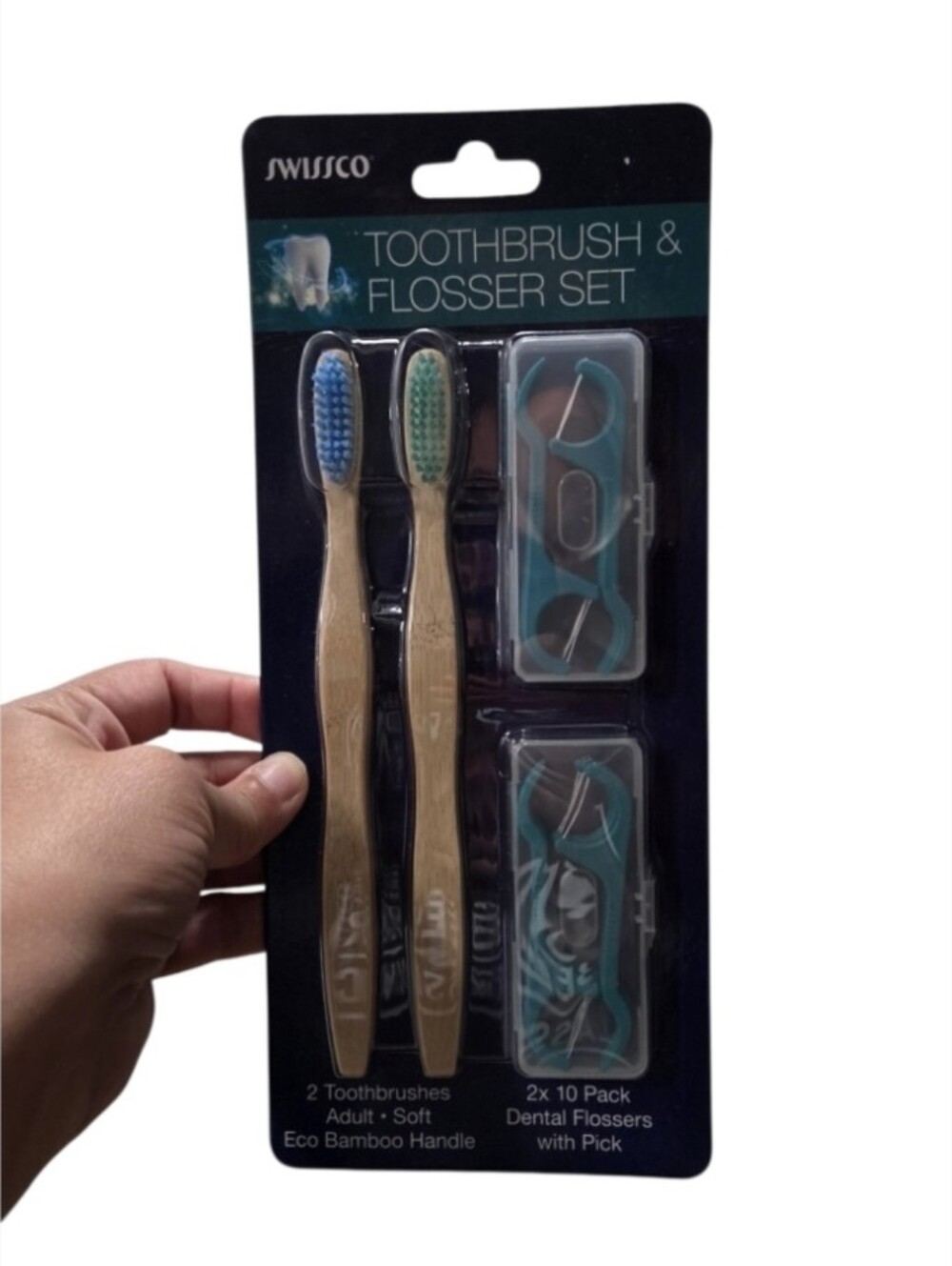 Swissco Bamboo Toothbrush & Flosser Set